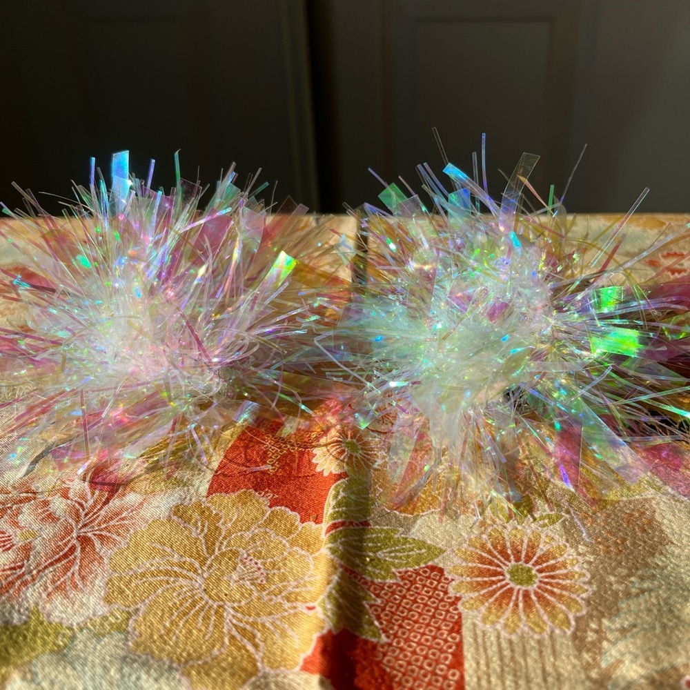 Multi-coloured holographic hair clips, handmade by seller on Etsy!